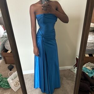 Jessica McClintock Strapless Sapphire Gown